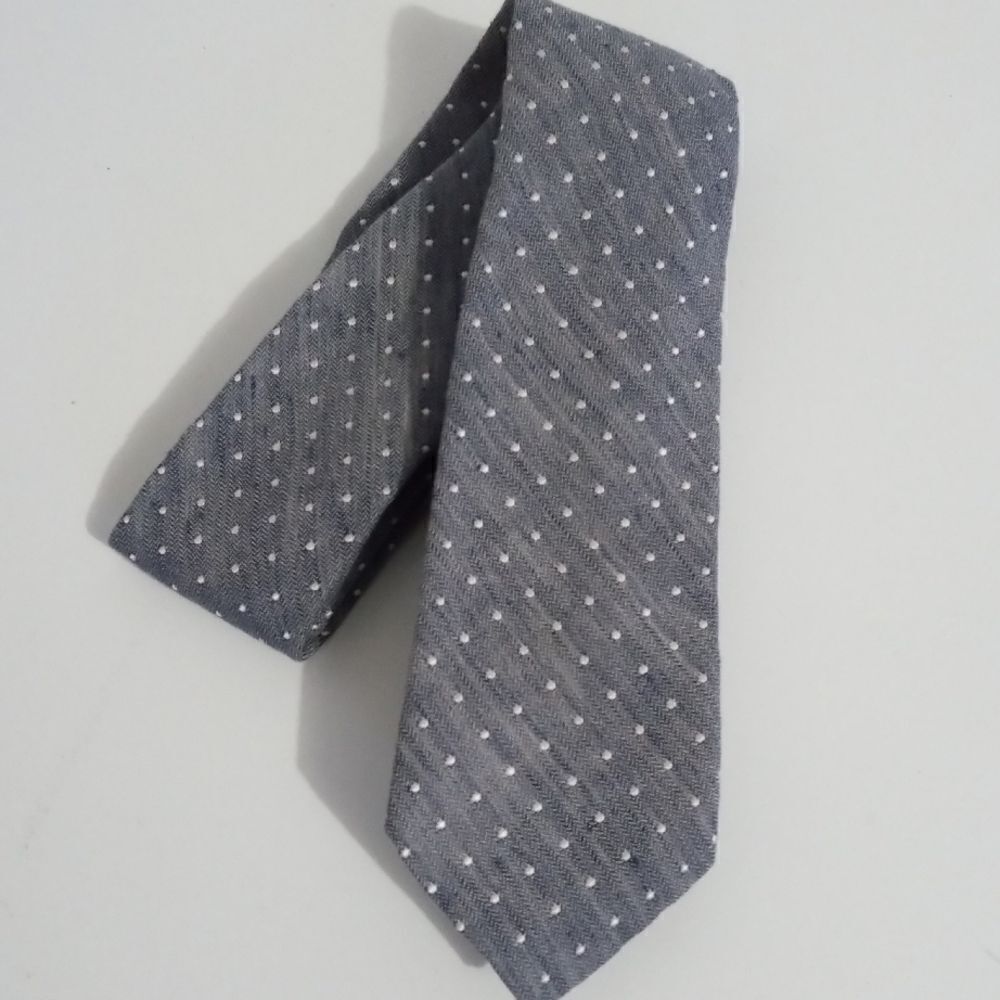 Gray Polka Dot Silk Tie